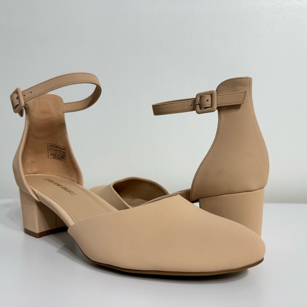 Nude Ankle Strap Heels